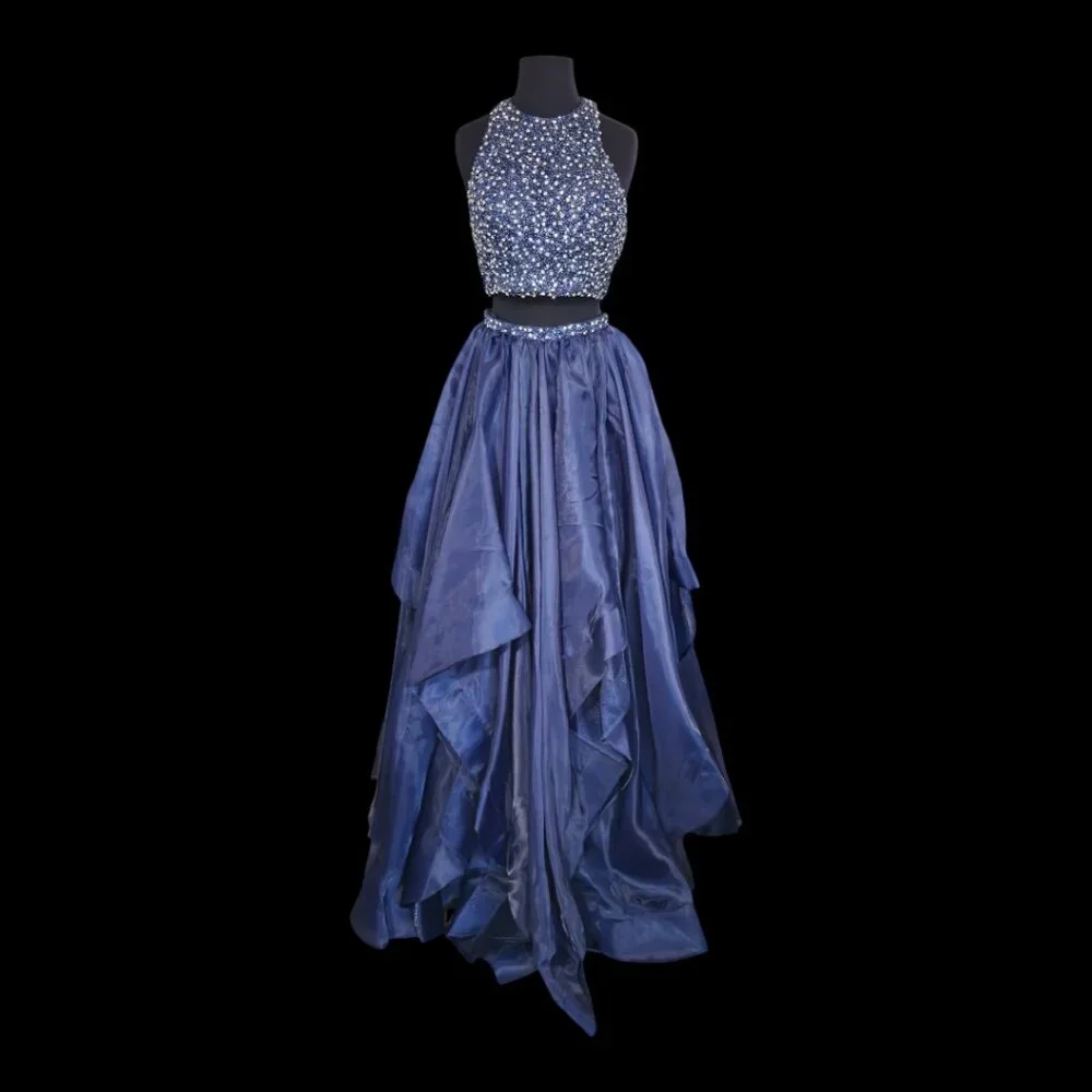Jovani Navy Embellished Two Piece Prom Ballgown - Picture 1 of 7